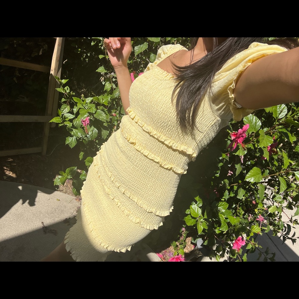 Pastel Yellow SHEIN smock dress Size XS